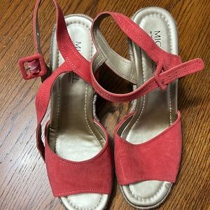 Size 9 , coral colored wedges , worn only one time!